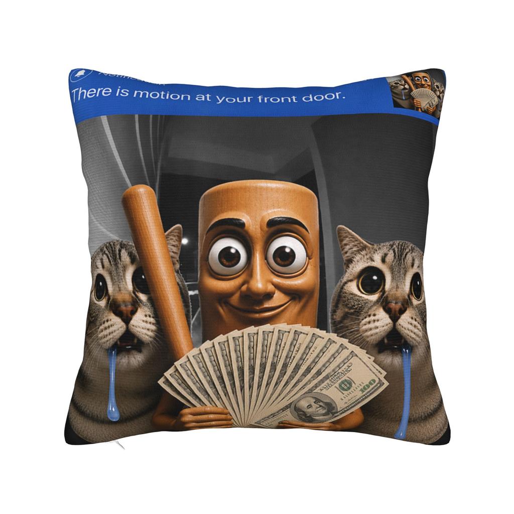 There is Motion at Your Front Tung Tung Sahur Drooling Money Pillow Cover Soft Cushion Cover Pillow Case For Home Decoration