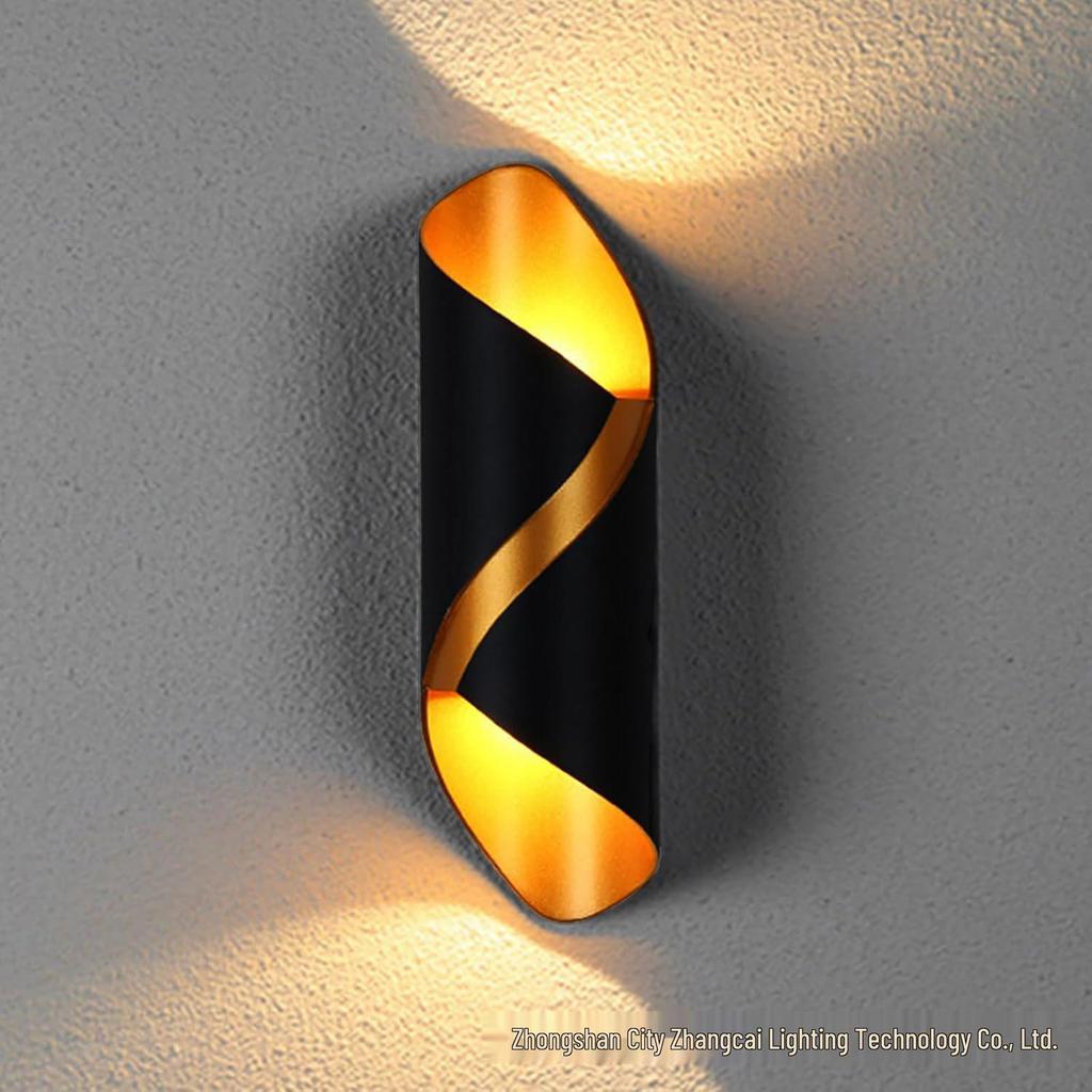 LED Spiral Double-Head Outdoor Wall Lamp, Waterproof Up/Down Light for Courtyard or Balcony