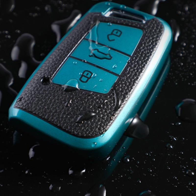 Leather TPU Car Remote Key Case Cover Shell for Volkswagen VW Magotan Passat B8 Golf for Skoda Superb A7 Kodiaq Protector Accessories