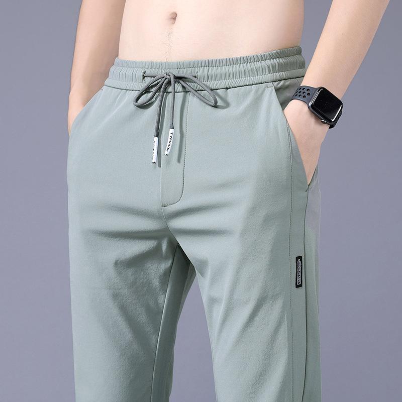 Summer new sweatpants men's straight loose elastic non-iron casual pants men's trendy elastic pants