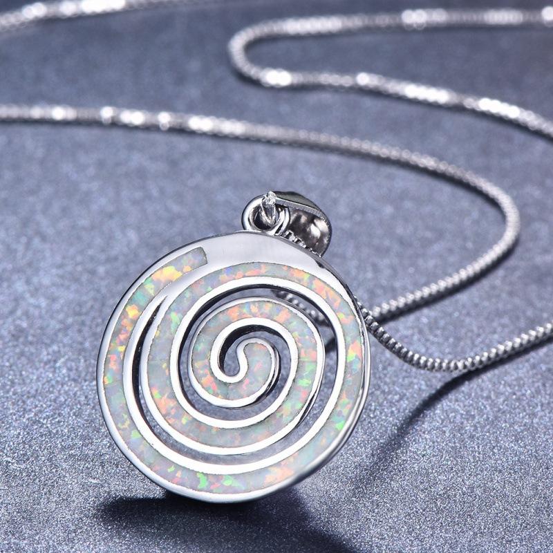 White Opal Vortex Ladies Exquisite Pendant Chic Necklace