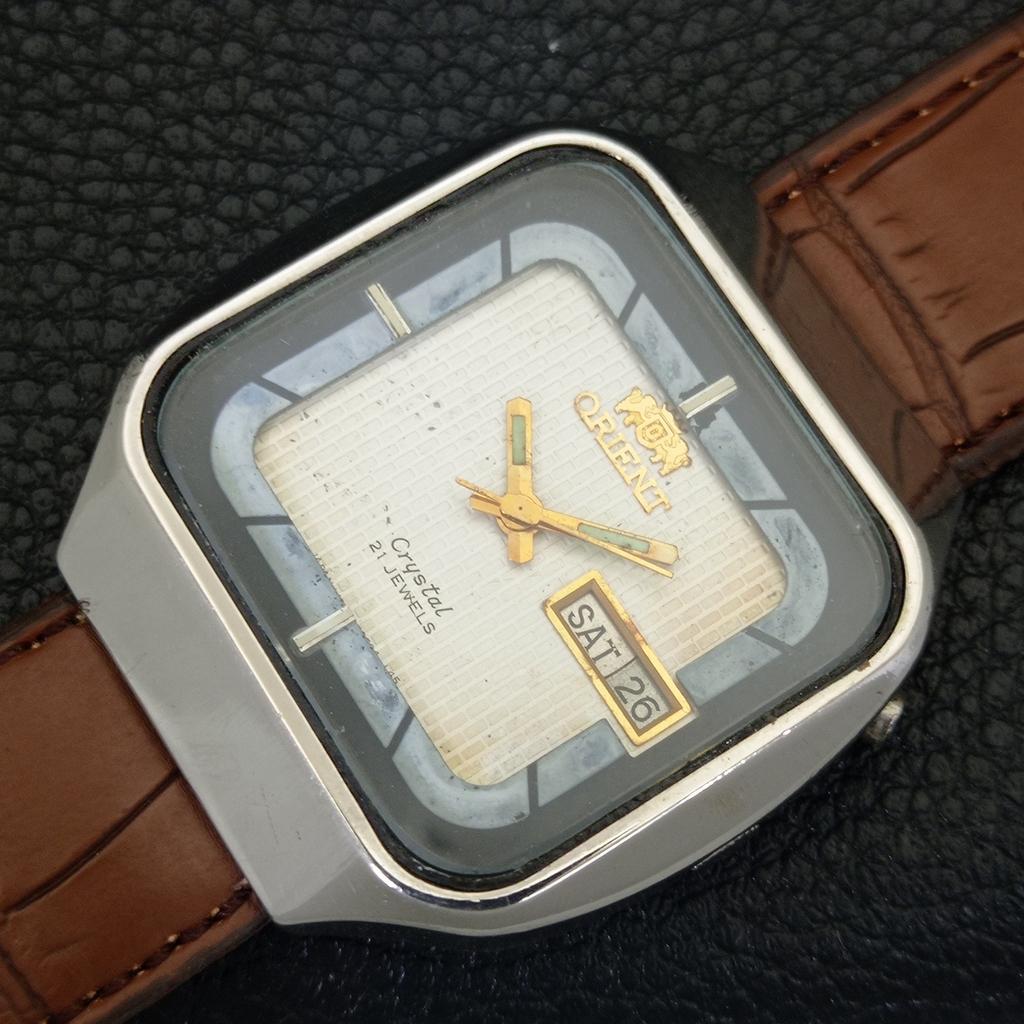 USED VINTAGE ORIENT CRYSTAL AUTOMATIC JAPAN MENS ORIGINAL DIAL WATCH A702263-5 R123-a702263