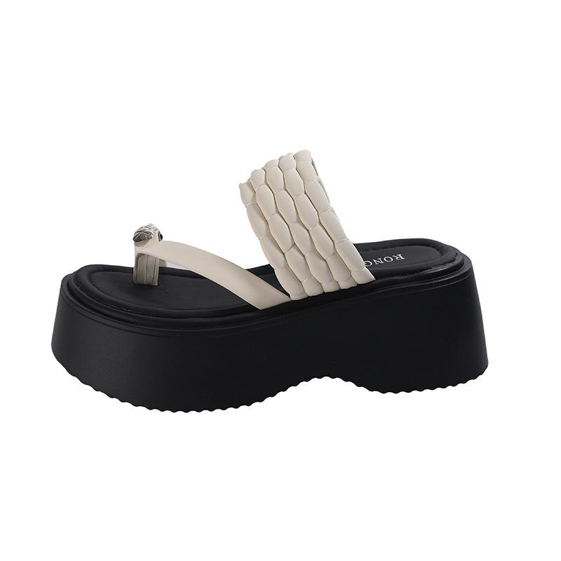 One-word Clip Set Toe Lazy Cool Slippers New Fashion Foot Versatile Outer Wear Thick Soles 2025 Summer French Women