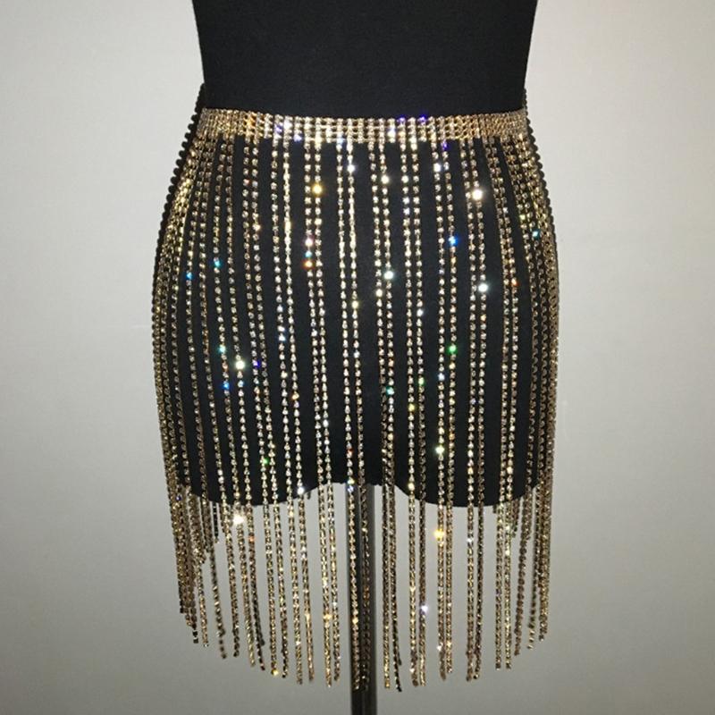 Gold Silver Waist Chain Bright Dance Skirts Jewelry for Parties Festivals