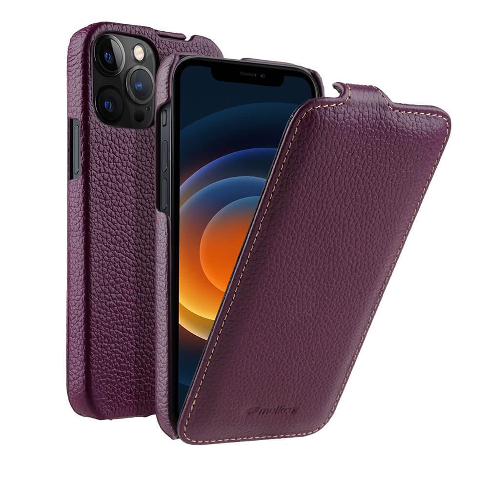 Genuine Leather Flip Cover for Apple iPhone 15 Pro Max, 14 Pro, 13, and 12 Plus