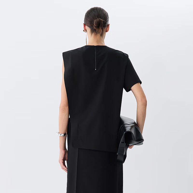 JNBY 2025 Spring Relaxed Short-Sleeve Round Neck Blouse