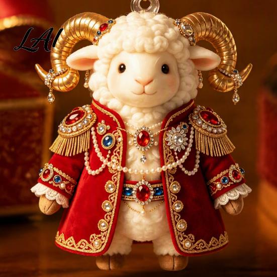 Christmas Party Supplies 2027 New Year Sheep Ornament 2D Acrylic Tree Pendant Xmas Hanging Pendants with String Chinese Zodiac Goat Decor,