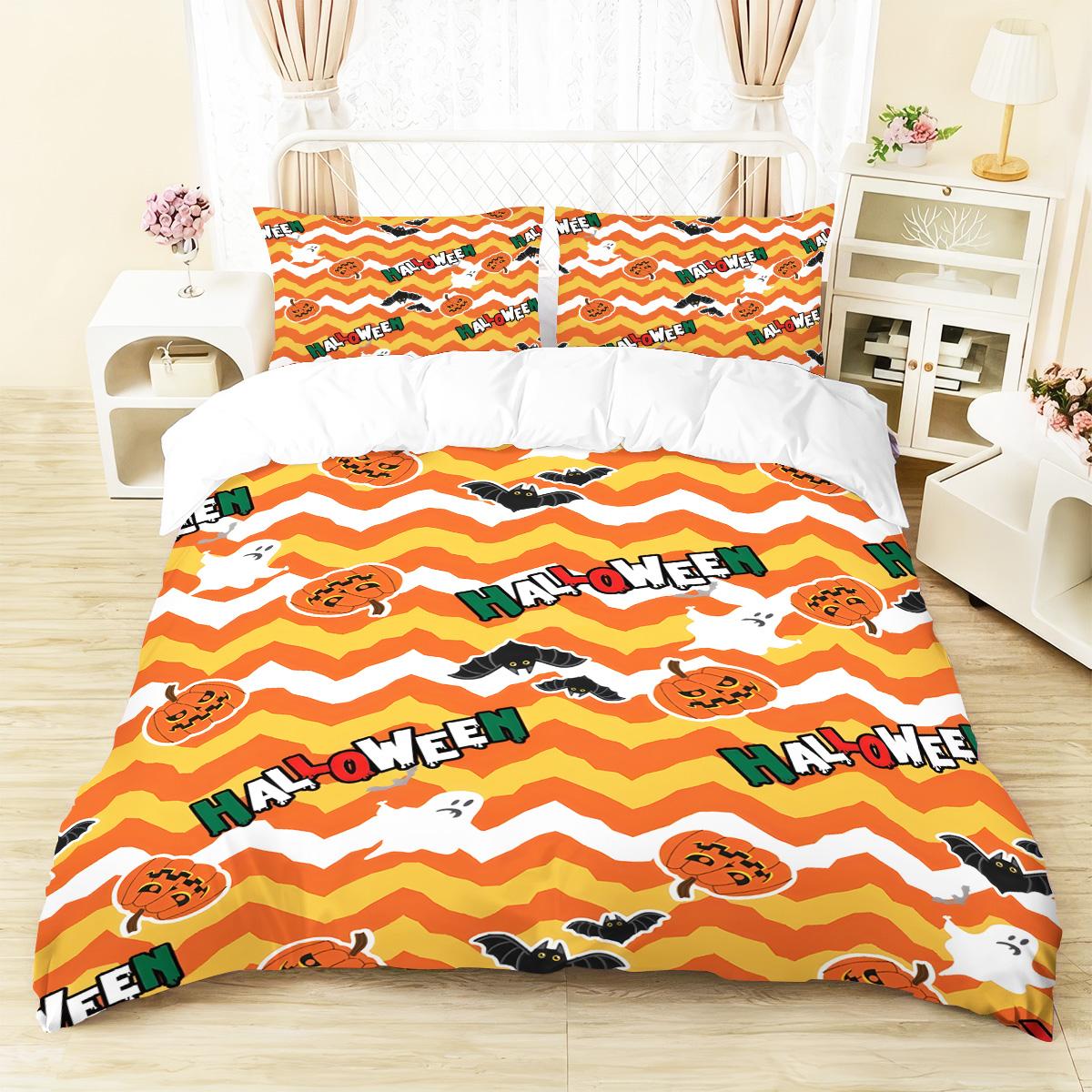 

Halloween Pumpkin Pattern Bedding Set 3D Printed Duvet Cover Set Soft Double Size Bedroom Decor Duvet Cover Set Halloween Decor Eu Single 135x200cm