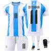Argentina Home Stadium No.10 & No.11 Di Maria Jersey Set Kids Adult Fans Replica Football Uniform