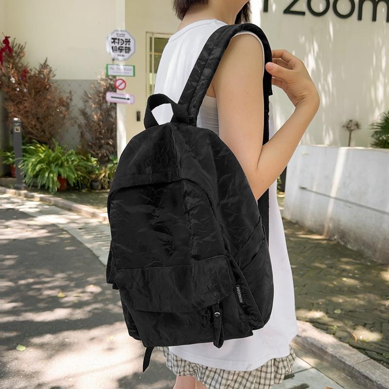Schoolbag Smudged PU Leather Soft Leather Backpack Women's Niche Design Short-trip Backpack Lightweight Anti-splashing and Dirt-resistant Schoolbag