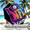 Custom Name Personalized NFL Print Umbrella, Auto Open Close, 8‑Rib Sturdy Frame, Commute Camping Hiking Use, Birthday Gift