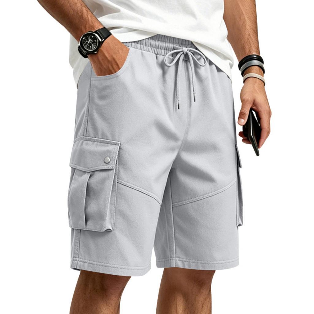 Men's Cargo Shorts Loose Fit Drawstring 5 Inch Inseam for Outdoor Sports