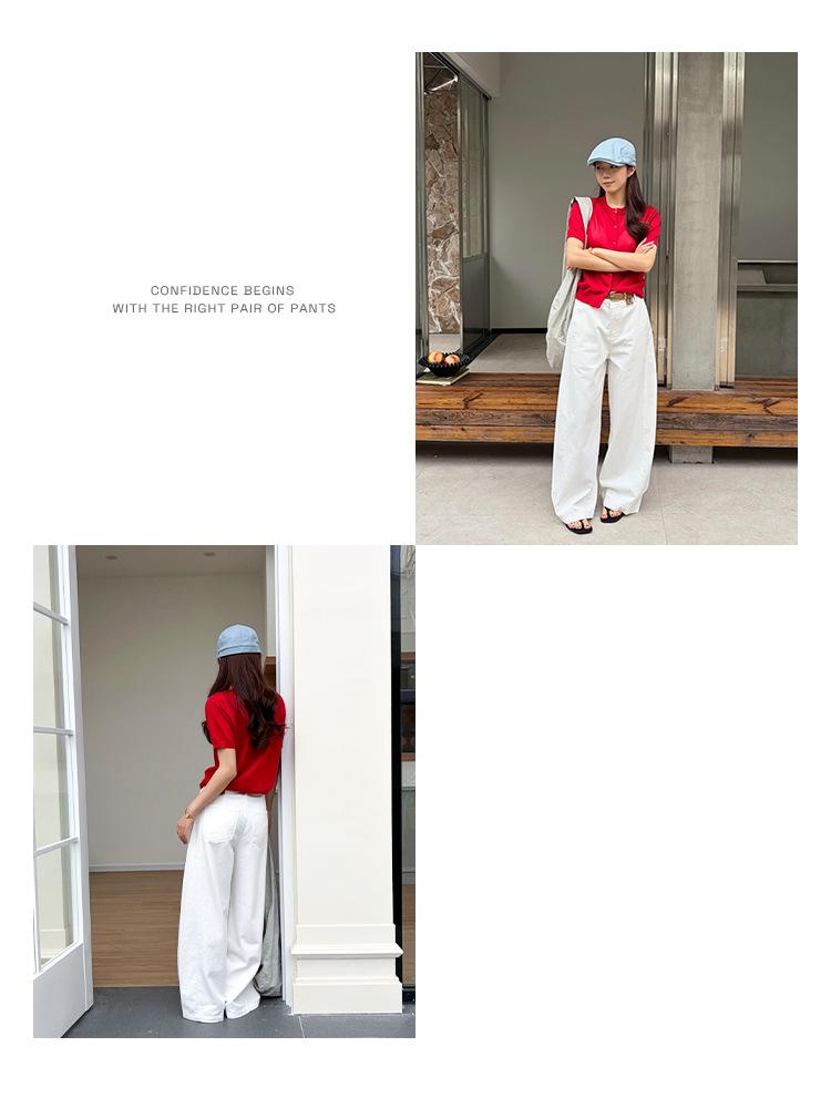 2026 Spring Women's Korean Style Wide-Leg Casual Pants - Loose Slimming, Thirteen Line Design