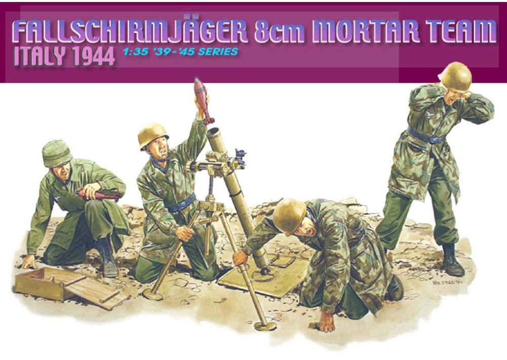 

Dragon World War II German Fallschirmjager 8cm Mortar Team Plastic Model DR6215 1/35