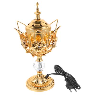 Electric Aroma Incense Burner Iron Vintage Plug-in Censer Holder Compact Metal Decor Incense Stove Safer for Home Eu Plug