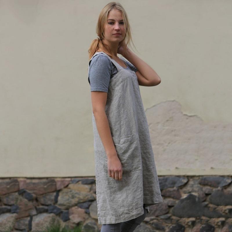 Women's Cotton Linen Long Wrap Homewear Loose Long Dresses