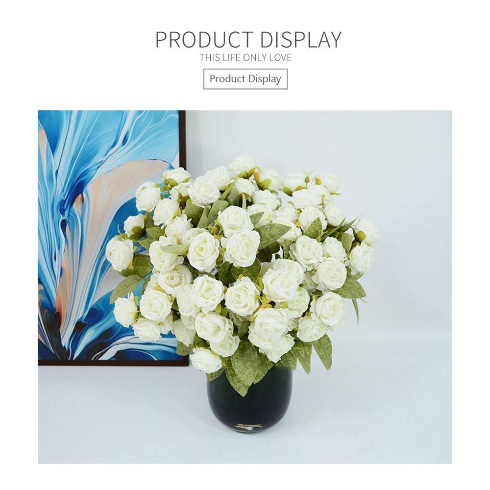 Multicolor Simulation Flower Rose 15 Heads Faux Flower Rose Artificial Flowers Wedding Ornament