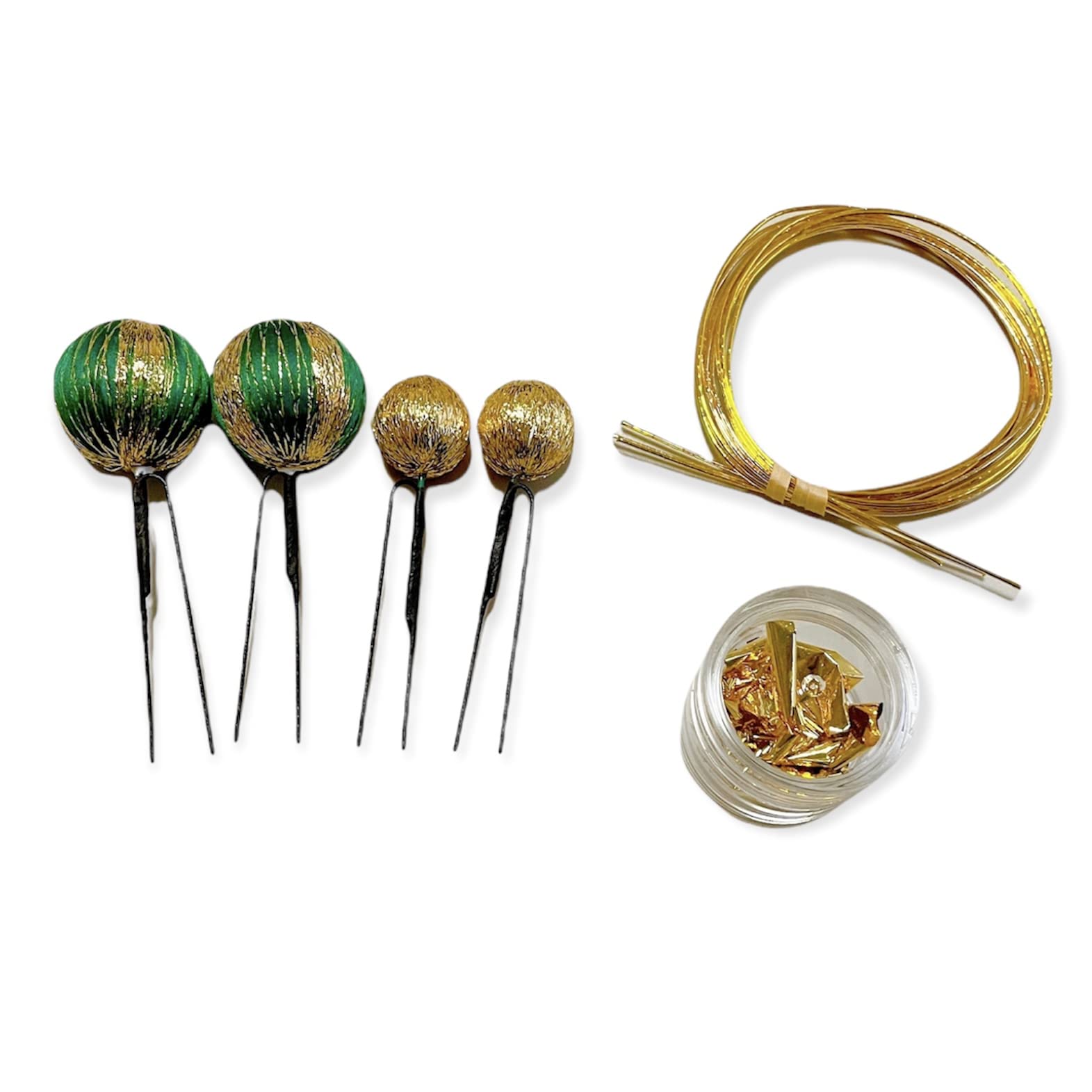 

Japanese Hair Green Tamakanzashi with Mizuhiki and Gold Perfect for and More Ornament, Gold, Leaf, Graduations, Weddings, Shichi-Go-San Ceremonies, зелёный