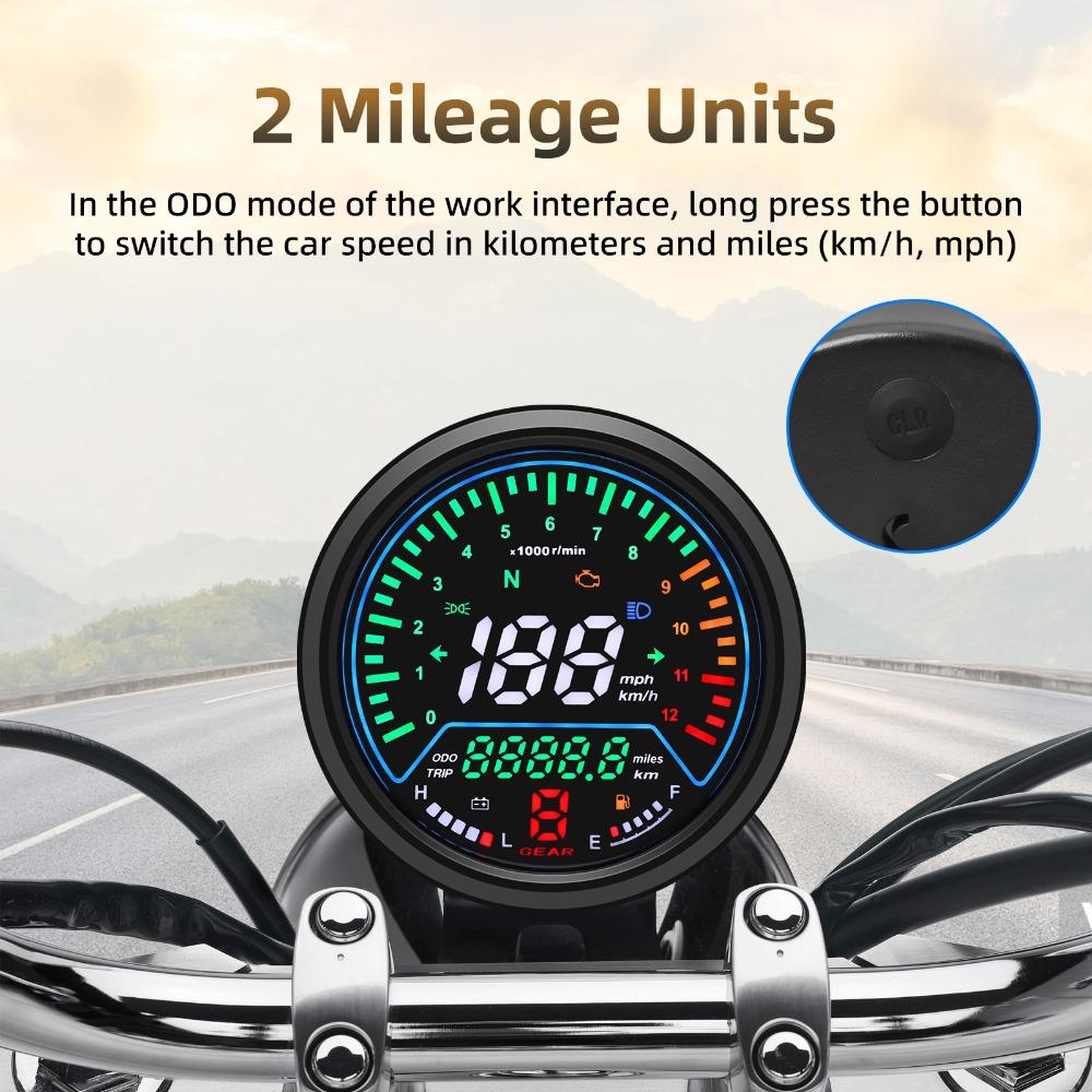 Universal Motorcycle Speedometer Digital Gauge Odometer With LED Display Tacho Meter Indicator Dashboard For 12V Motorcycles