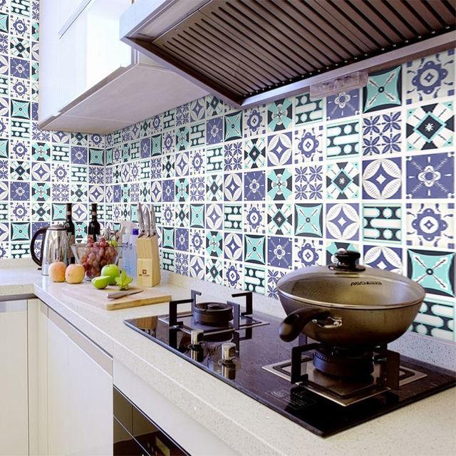 DIY Oil Proof Kitchen Furnitur Wall Stickers Self Adhesive Papel De Parede Bathroom Tile 3D Waterproof Vinyl Cabinet Wallpaper