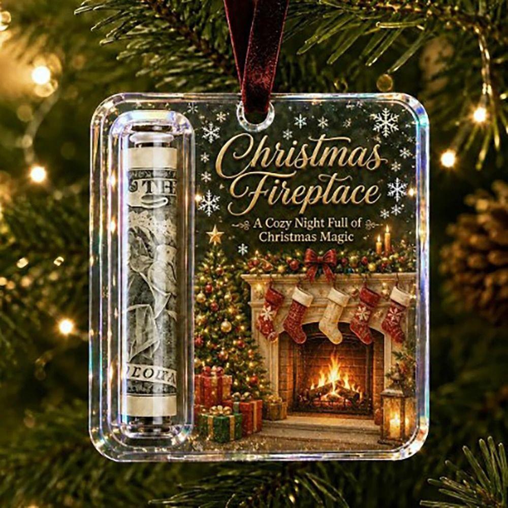 Hanging Christmas Cash Gift Ornament Acrylic Treat Holder Ornament  for Surprise Present
