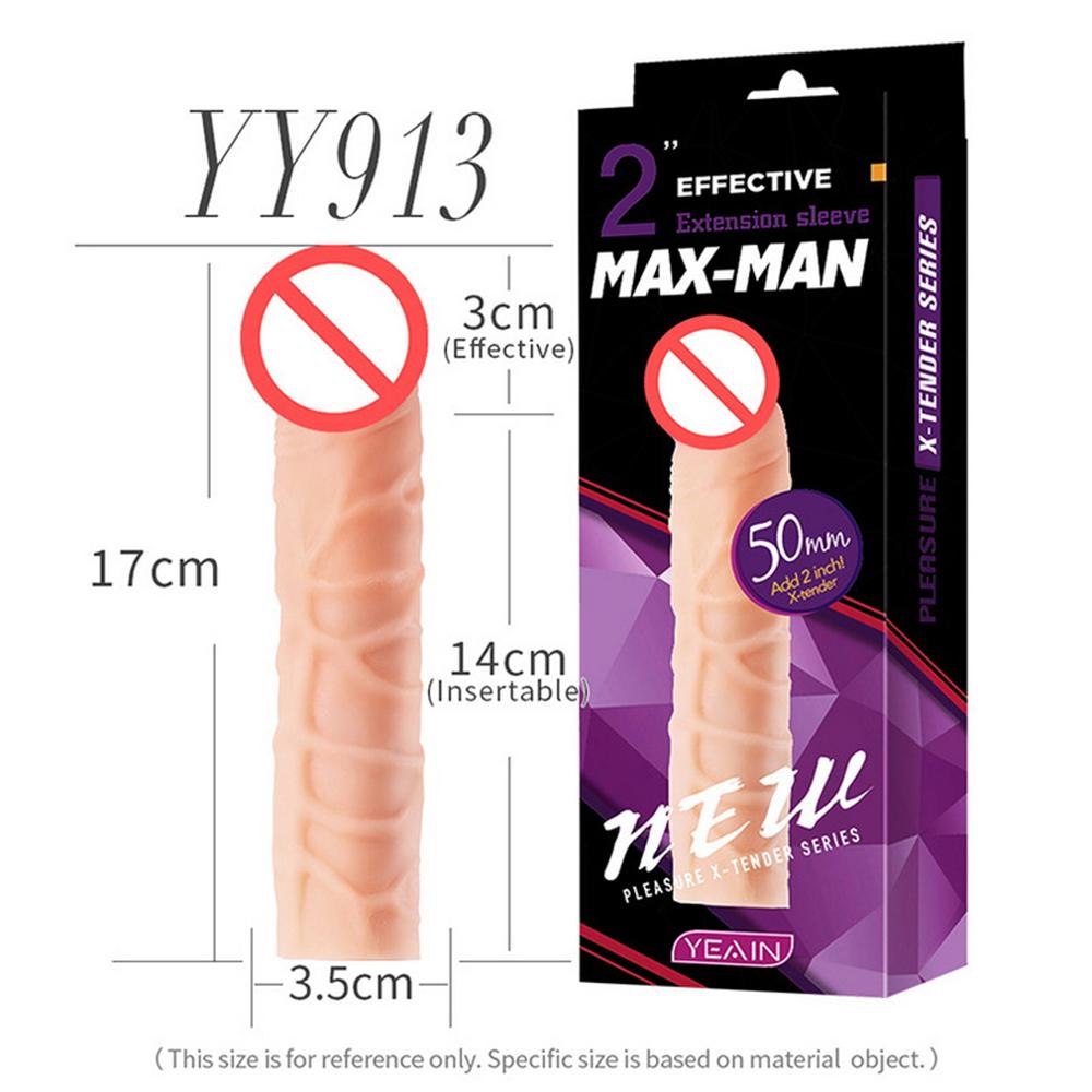 Reusable Penis Sleeve Extender Realistic Penis Condom Silicone Extension Sex Toy for Men Cock Enlarger Condom Sheath Delay