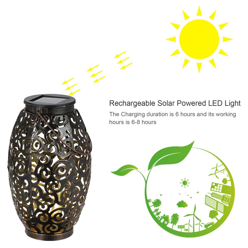 Solar Power Energy LED Lantern Light Outdoor Hanging Lamp IP44 Water Resistance for Patio Garden Courtyard Pathway