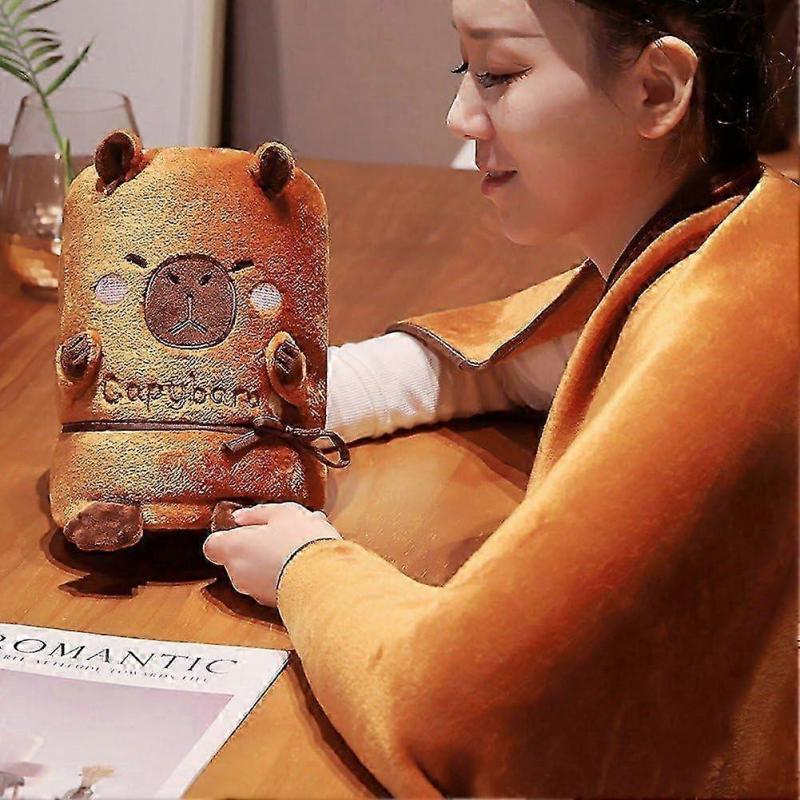 A Capybara Blanket, a Cute and Fluffy Capybara Roll Blanket, a Cartoon Animal Throw and Soft Lunch Blanket for the Sofa or Bedroom
