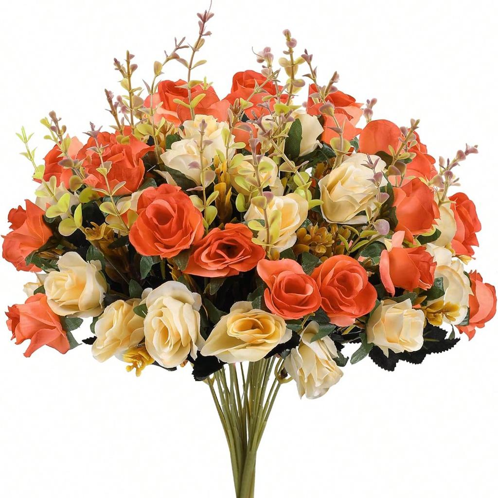 Artificial Roses Flowers Silk EUCALYPTUS Bouquet Valentine's Day Gifts Wedding Decoration DIY Wreath Material, Bride Holding Wrist Flower Decoration