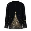 Women's Fashion Casual Slit Hem Round Neck Long Sleeve Loose Printed T-Shirt Ladies Top Christmas