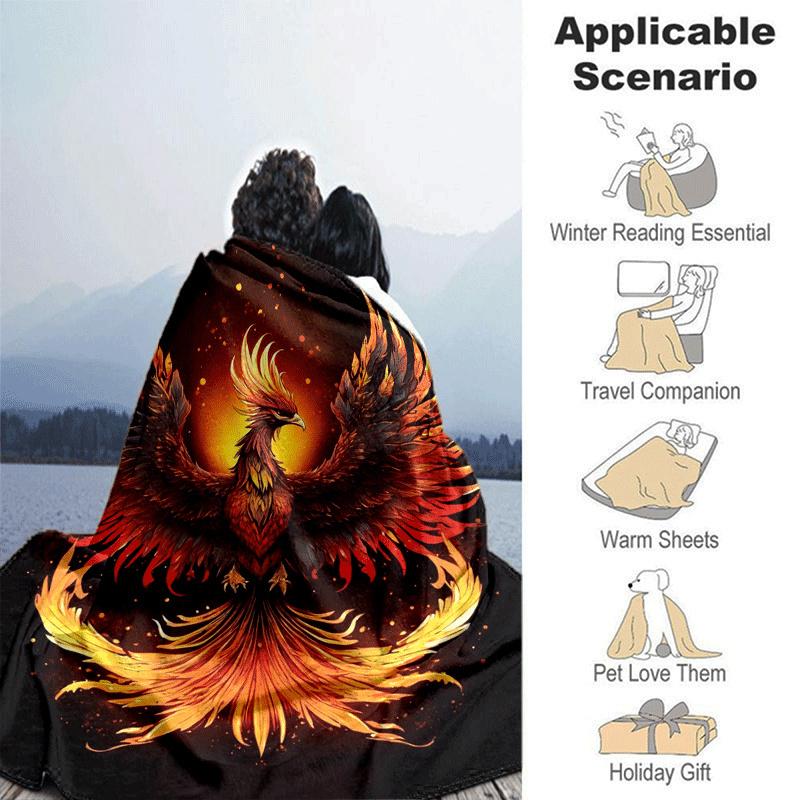 1pc Phoenix Printing Lightweight Flannel Blanket, Comfortable and Warm Blanket, for Camping Sofa Bed and Couch Office, Suitable for Gift Blan