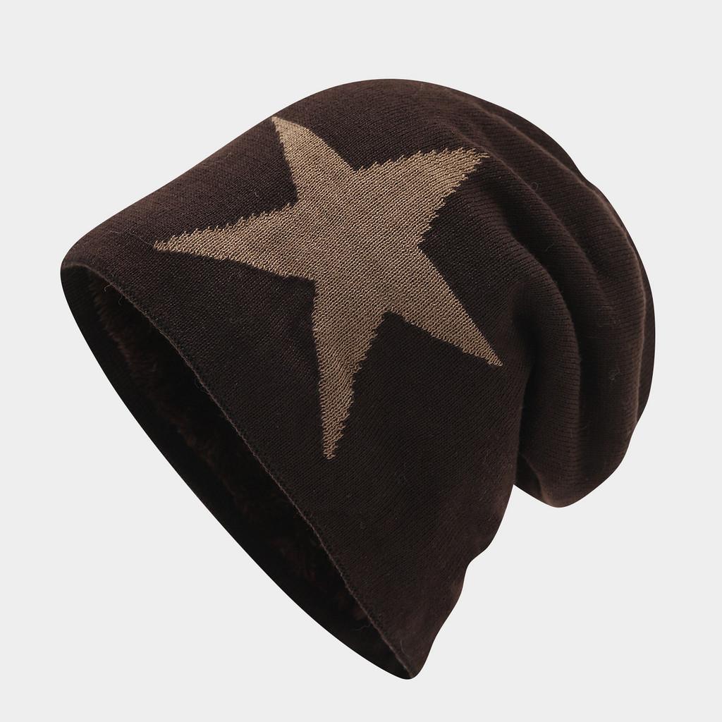 

Winter Knit Cap With Star Pattern And Windproof Feature For Casual Outdoor Activities Brown