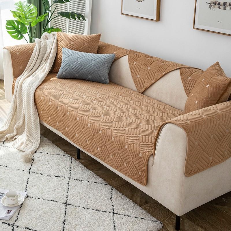 Simple Modern Sofa Cushion Plush Embroidery Winter Non-slip Fabric Seat Cushion Nordic Four-season Universal Sofa Cover Towel