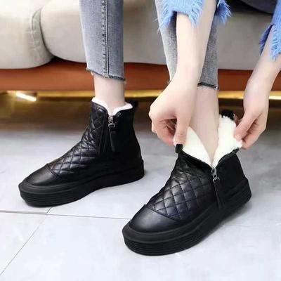 New Plaid Snow Boots for Women Winter New Student Booties Cotton Warm Shoes Fleece-lined Thickened