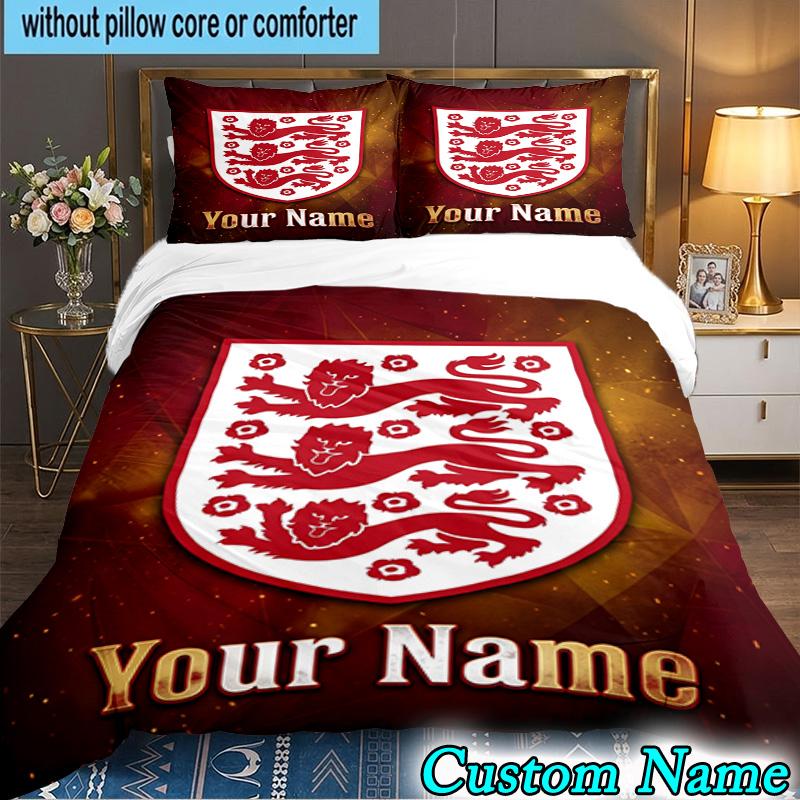 Custom Name England National Football Team 3PCS Bedding Set For Bedroom Dormitory,Including 1pc Duvet Cover And 2pcs Pillowcases Large size Fan gift