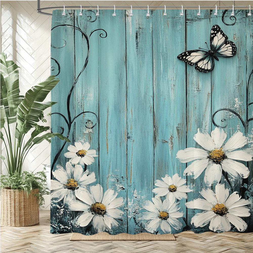 Beautiful Flowers And Butterflies Shower Curtain Bath Curtain Printing Polyester Bathroom Curtains For Home Decoration Curtain