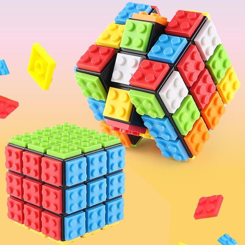 3x3 Brick Speed Cube met Bouwstenen, Mini Speelgoed Meegeleverd, Compatibel met Lego Kubus, Educatief Speelgoed