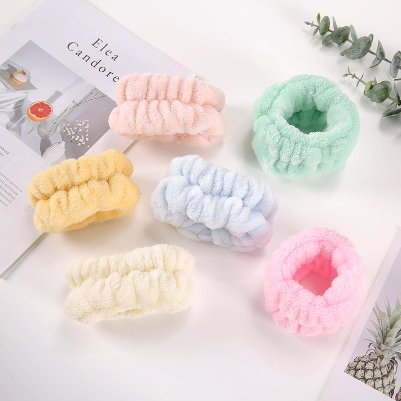 3Pcs/Set Wash Face Headbands For Women Coral Fleece Hair Bands Cuff Waterproof Bands Absorbent Wristbands Head Band Hair Parts