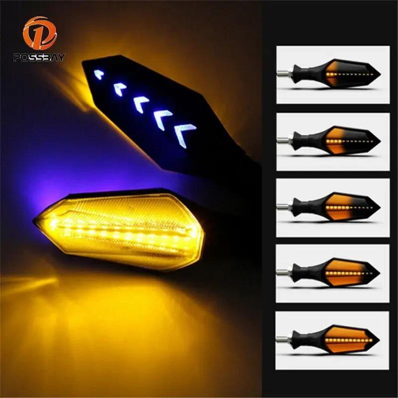 Universal Motorcycle LED Turn Signal Lamp Two Side Sequential Flowing Flash Indicator Lights Amber Running