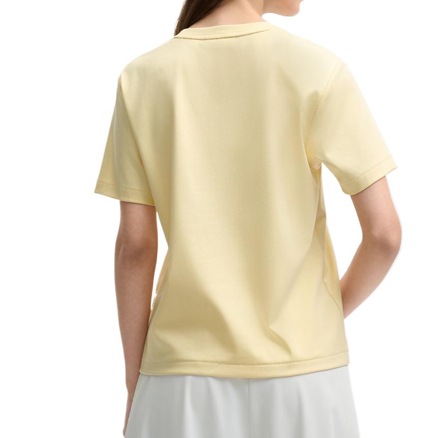 Fila Milano Series Simple Classic Skin-Friendly Soft Short Sleeve Regular T-Shirt Women Tops Light-Wheat-Yellow F11W525102F-YE