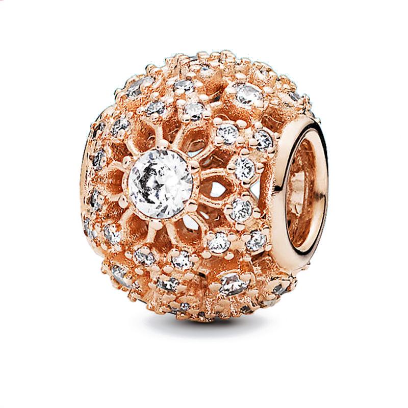 Sparkling Disc Double Charm 18K Gold Plated Plated Charm Bead Charms for Authentic Charm Bead Charms Bracelets Trinket copper Charm Bead for Women Jew