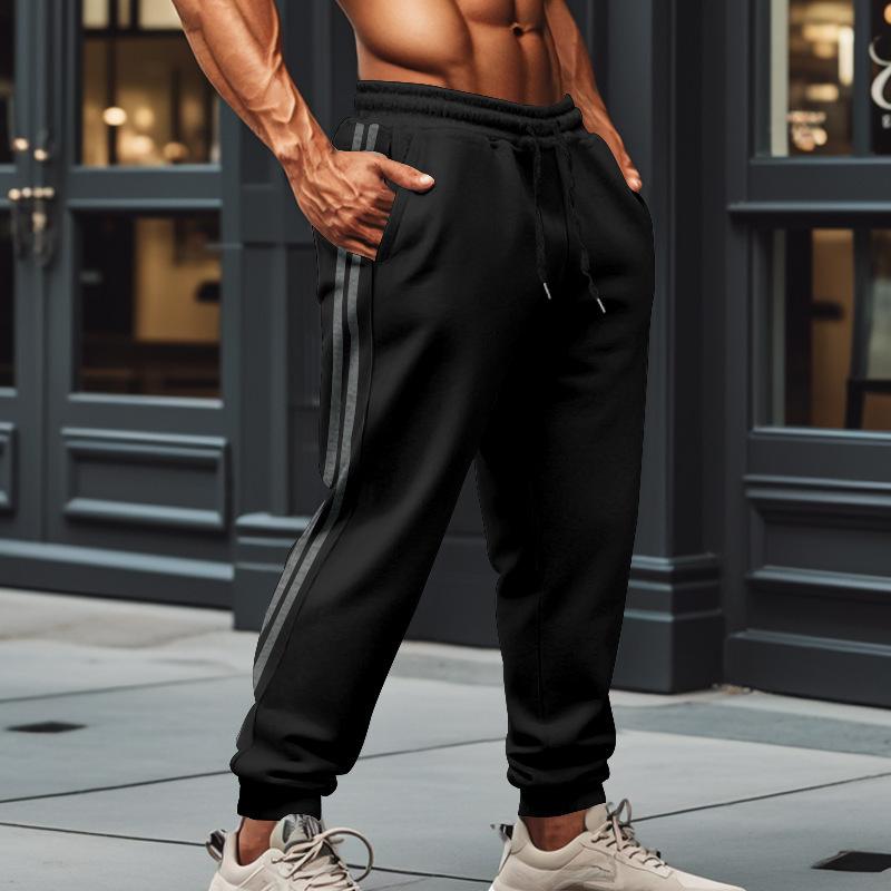 Men's Casual Pants 2 Stripes Sweatpants Casual Versatile Loose Drawstring Pants