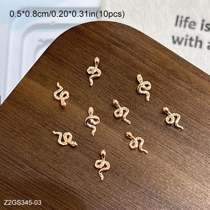 

Retro Gold & Silver Snake 3D Nail Art Accessories