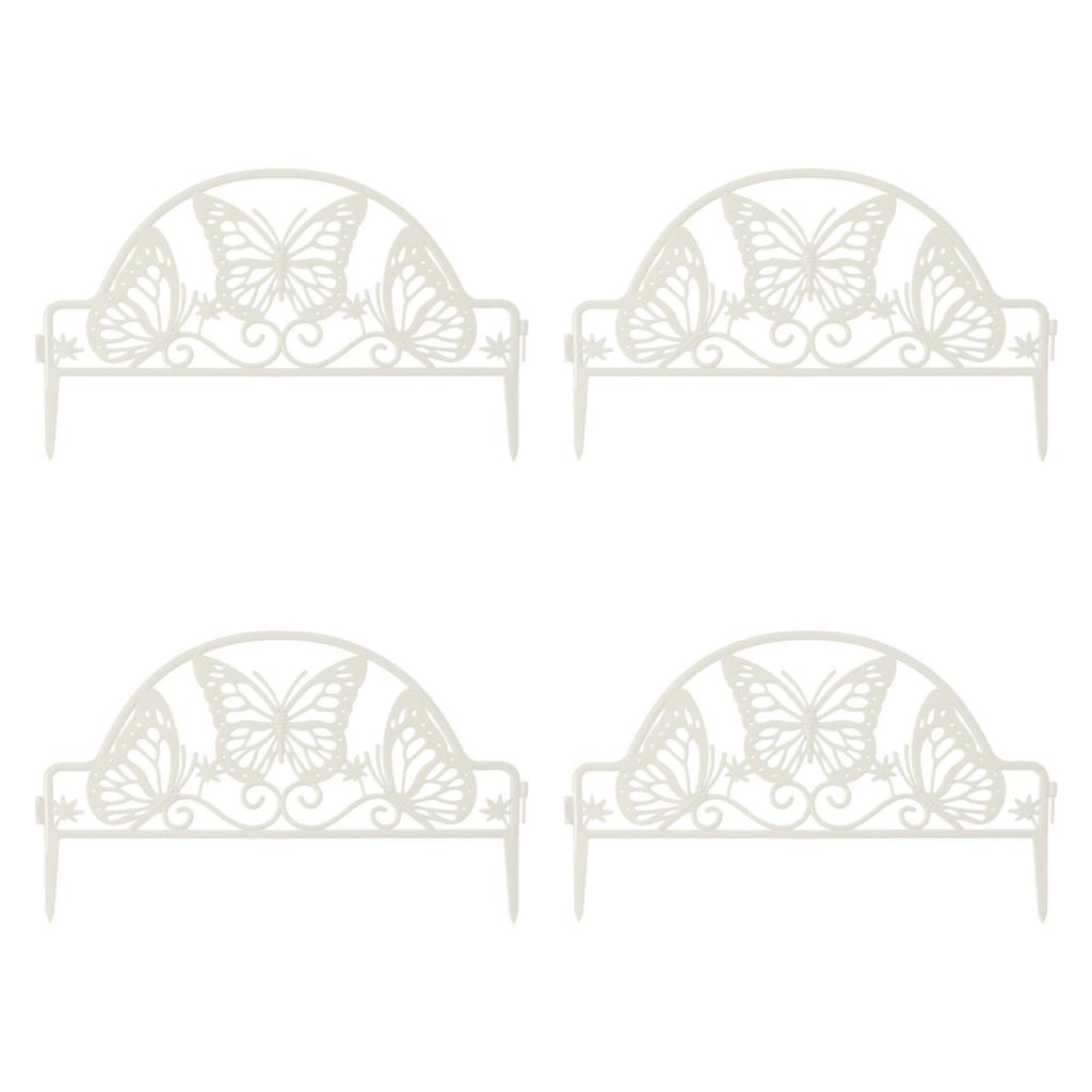 4x Decorative Garden Fences Animal Barrier Fence Butterfly Decor Pet Border Picket for