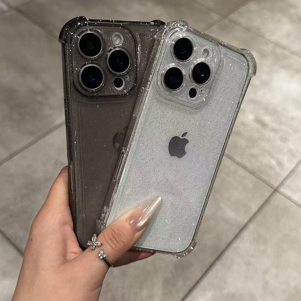 Custodia Trasparente Glitterata Bling per iPhone 17 16 15 14 13 12 11 Pro Max XS X XR 16PLUS 17AIR 16E Bumper Cover Morbido Trasparente in Silicone
