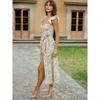 World FARCENT French style Fresh Floral Sweet Bowknot Decoration Waist Hugging Split Beautiful Atmosphere Dress