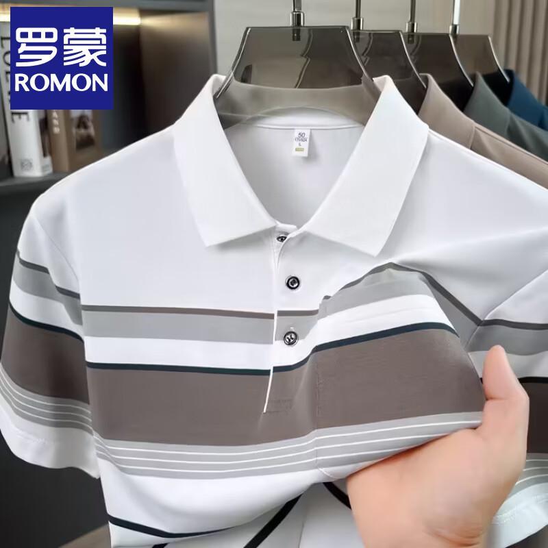 Luomeng Men s Striped Polo T-Shirt with Pocket XL