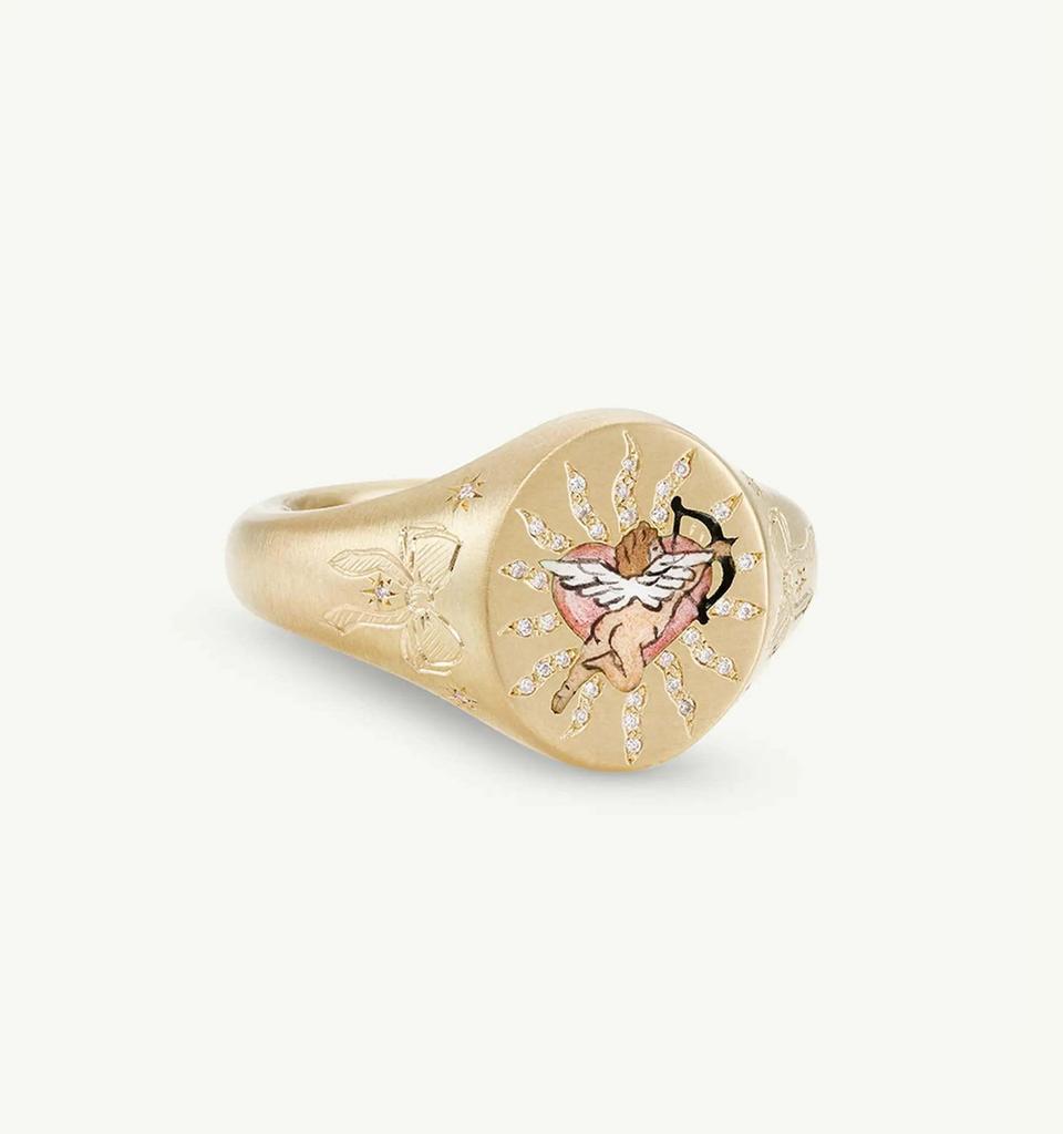 European and American Valentine's Day Lion Mermaid Heart Ring - Stainless Steel with Colorful Vacuum Electroplating