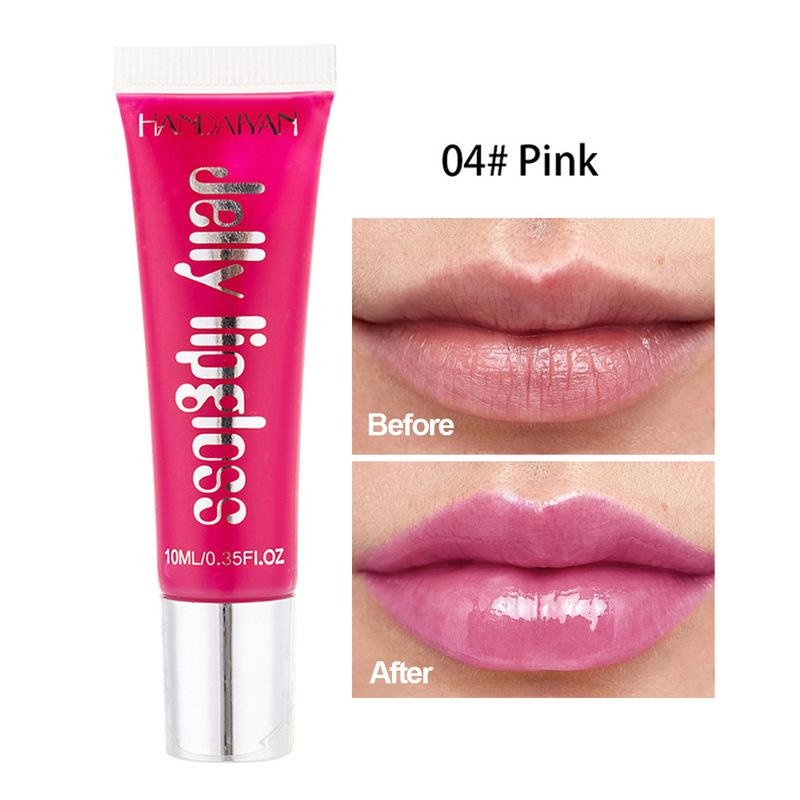

HANDAIYAN Clear Crystal Jelly Lip Gloss Питательный, против морщин, нелипкий, стойкий, восстанавливающий, основа под макияж, бальзам для губ, косметика для ухода 04 Pink