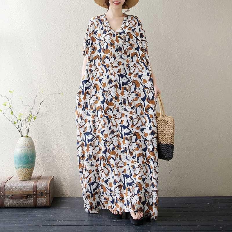 V-Neck Floral Skinny Vintage Long Skirt